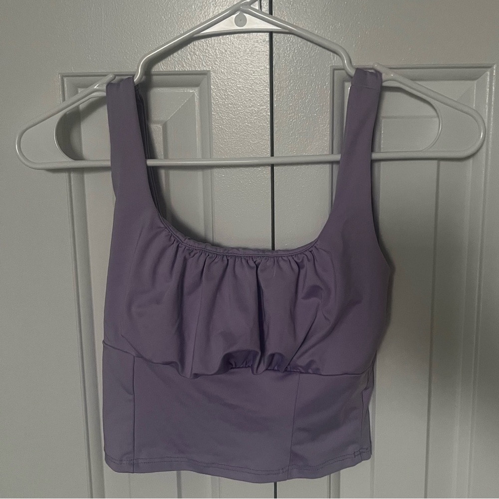 Small Light Purple Ruched Crop Top